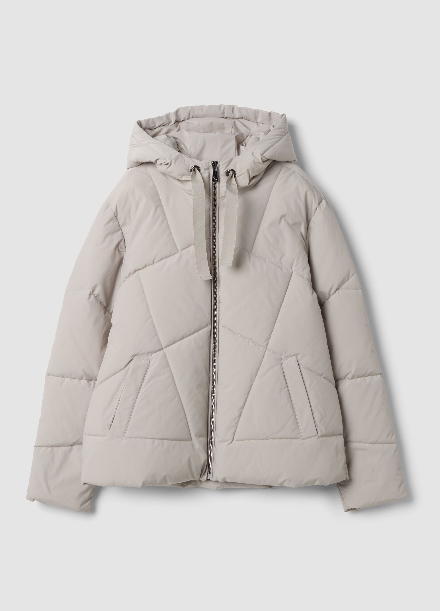 Giacca beige imbottita con cappuccio regular fit