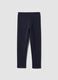 Blue stretch organic cotton leggings with rhinestones for girls_0
