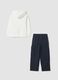 White pure cotton jogging set for boys with oversized crew neck_1