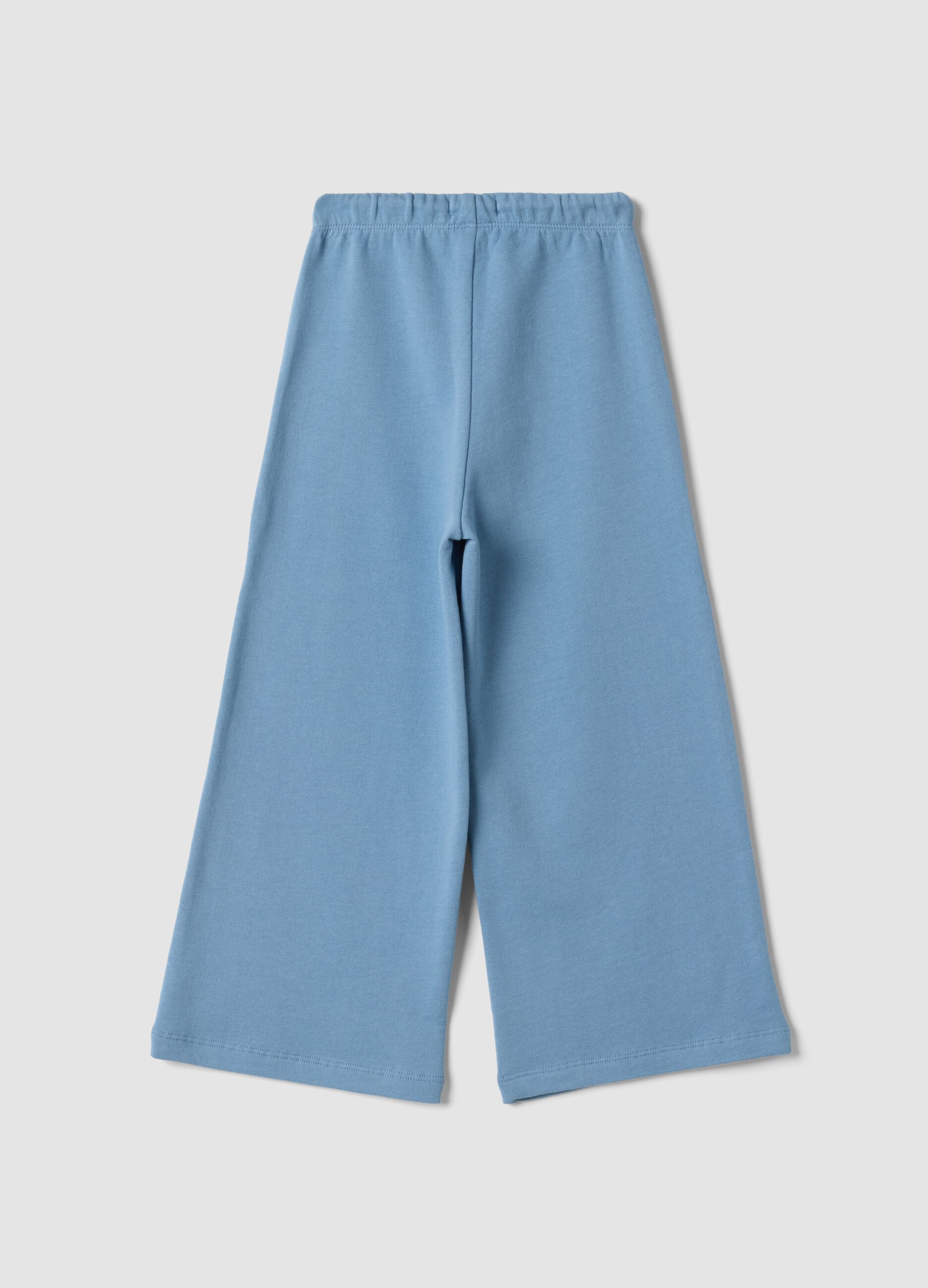 Pantaloni azzurri in puro cotone con vita elasticizzata regular fit