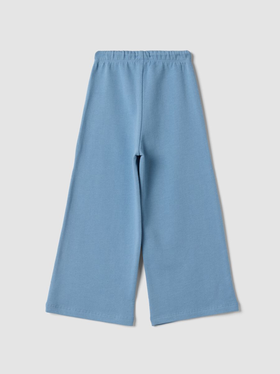 Light blue pure cotton trousers with elasticated waist, regular fit_1