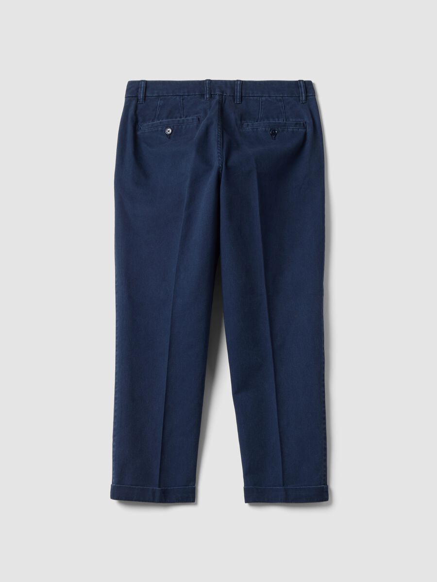 Pantaloni chino blu in puro cotone carrot fit_7