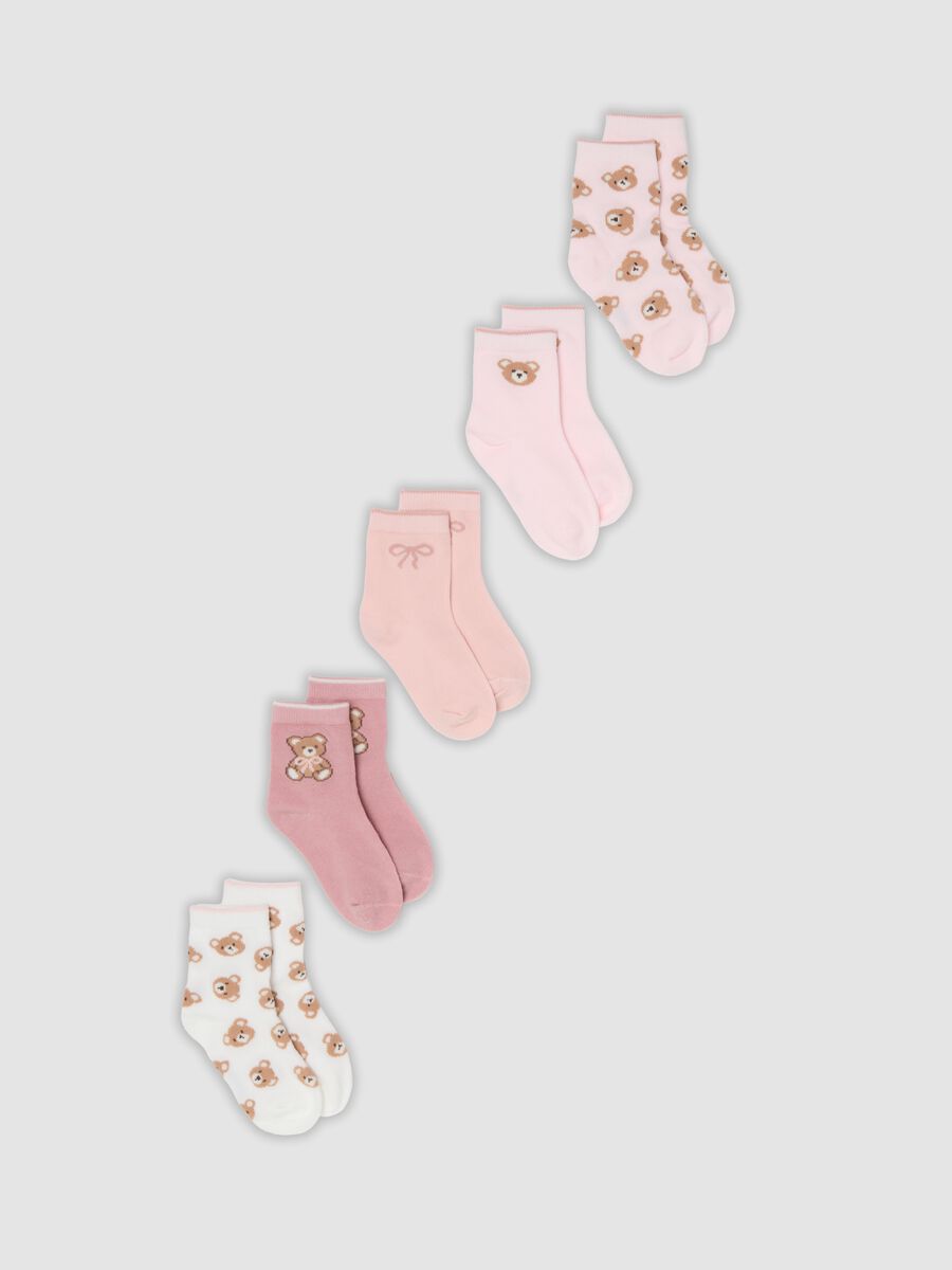 5-pack of pink socks in organic stretch cotton_0