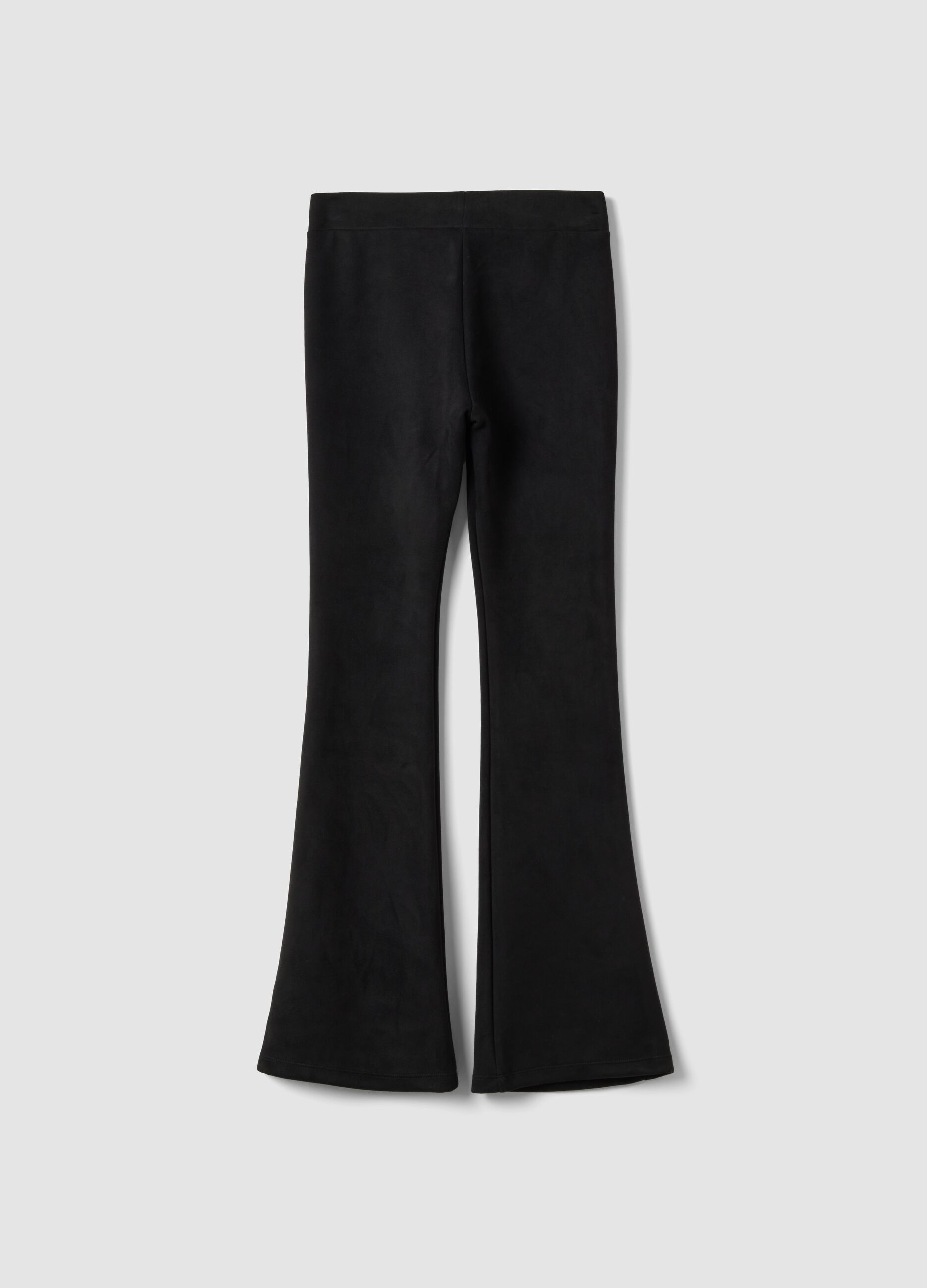 Black flared leggings in stretch fabric