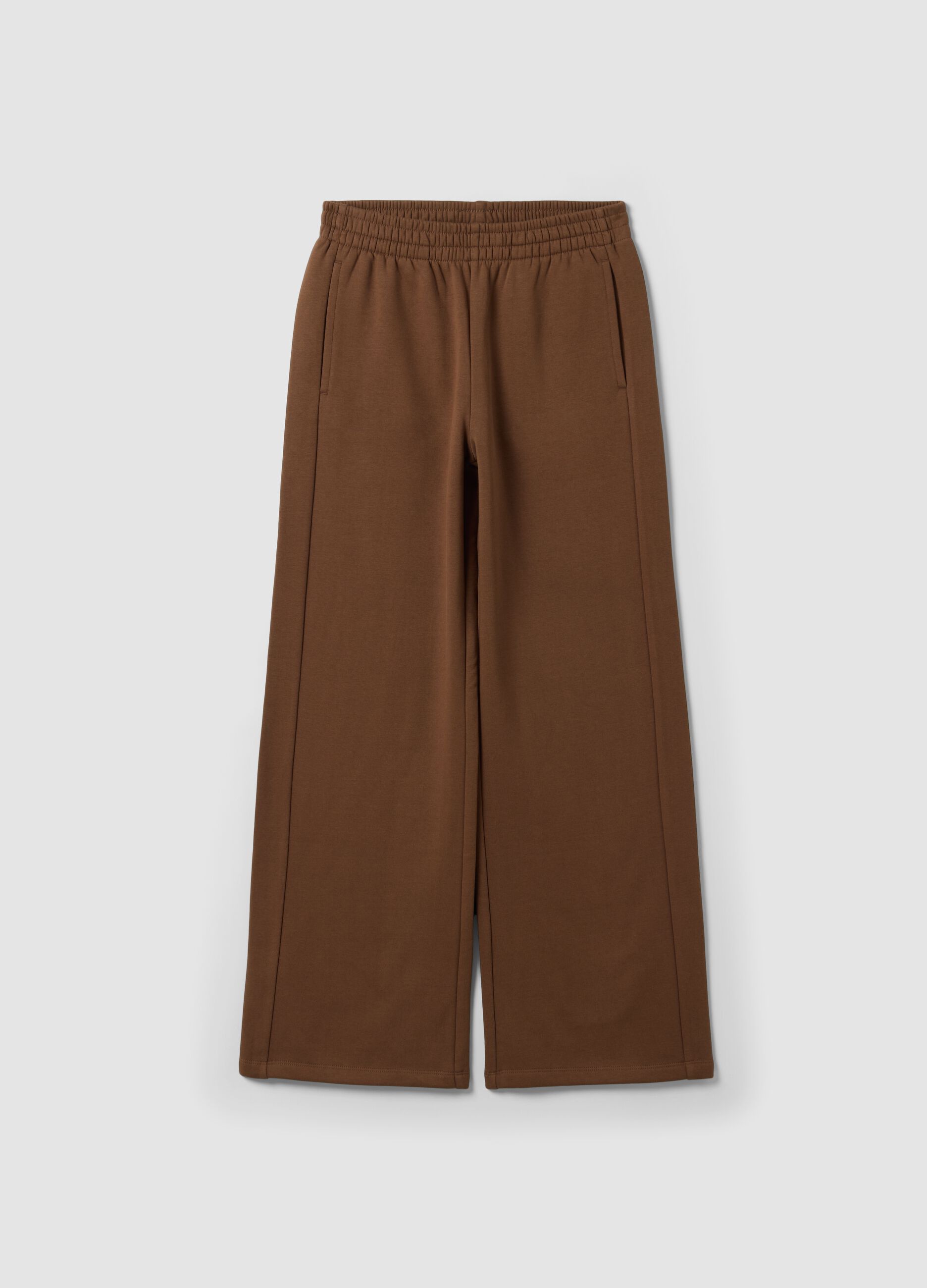 Brown cotton-blend straight-fit joggers