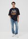 Black pure cotton T-shirt with New York Knicks print_1
