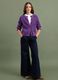 Cardigan viola in puro cotone a coste con girocollo_1