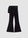 Black velour flare trousers in stretch fabric with side bow detail_1