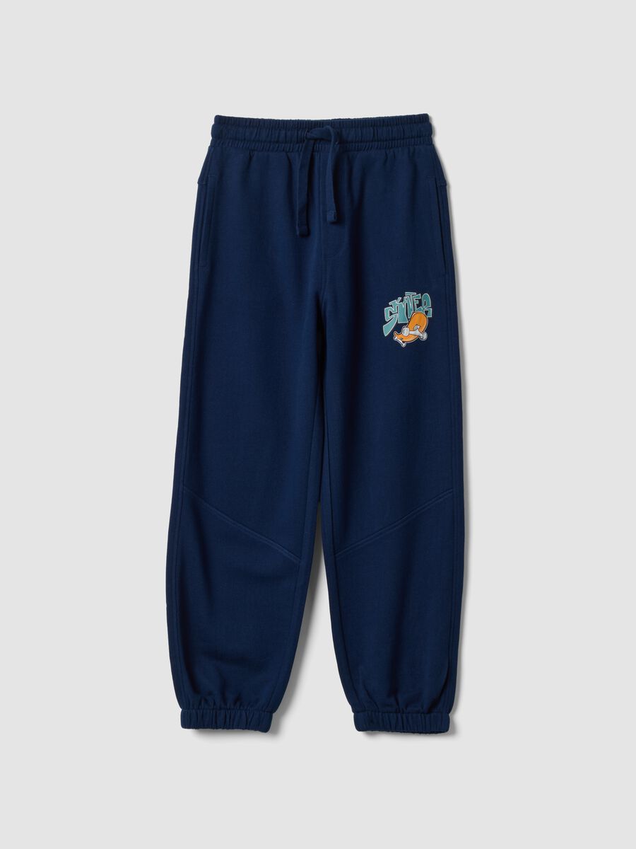 Blue pure cotton jogger trousers_0