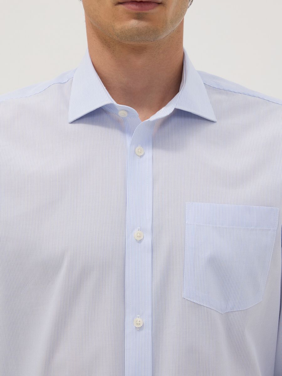Light blue easy-iron regular-fit striped cotton-blend shirt_1