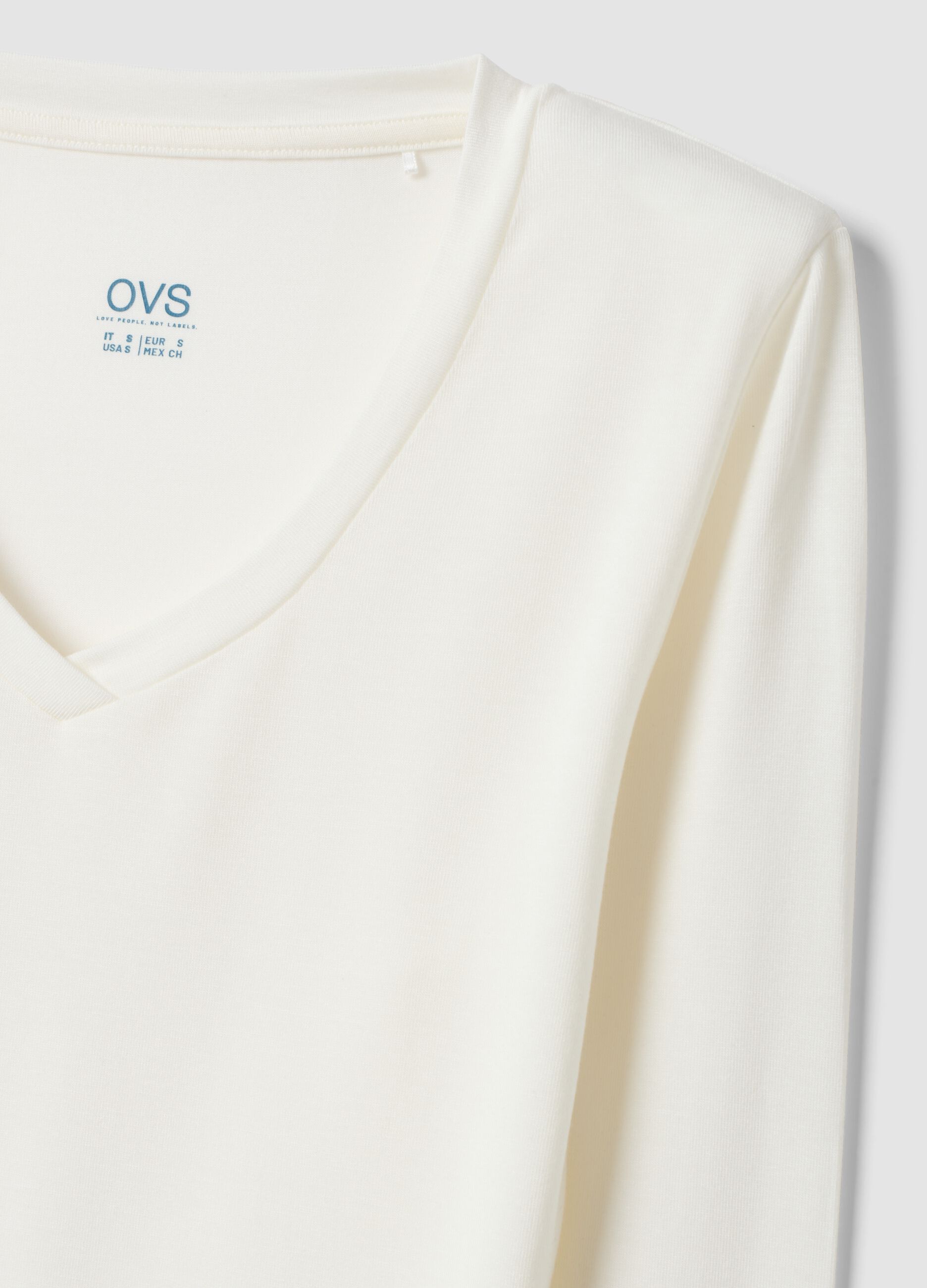 White stretch modal crew-neck T-shirt, regular fit