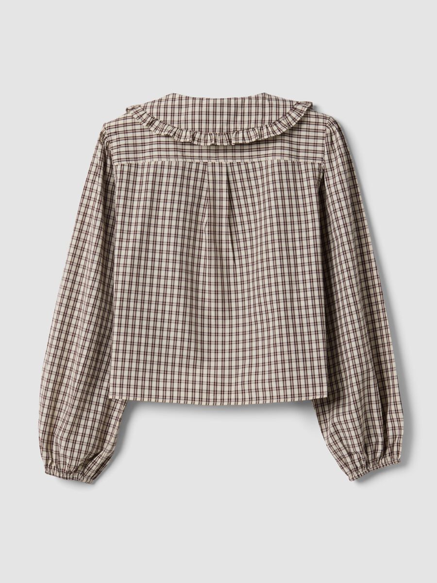 Brown checked cotton-blend poplin shirt_2