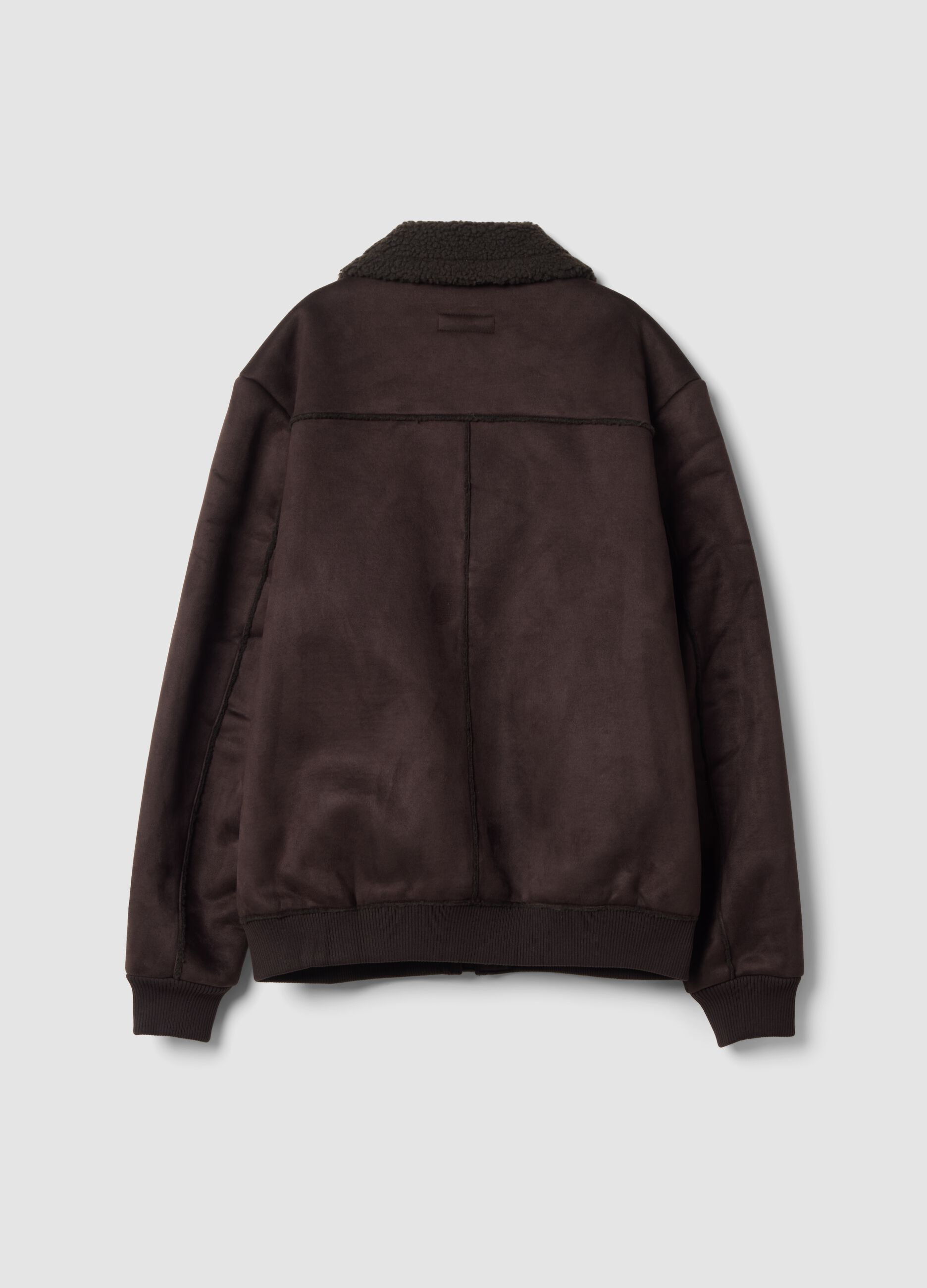 Giubbotto marrone scuro regular fit con collo effetto