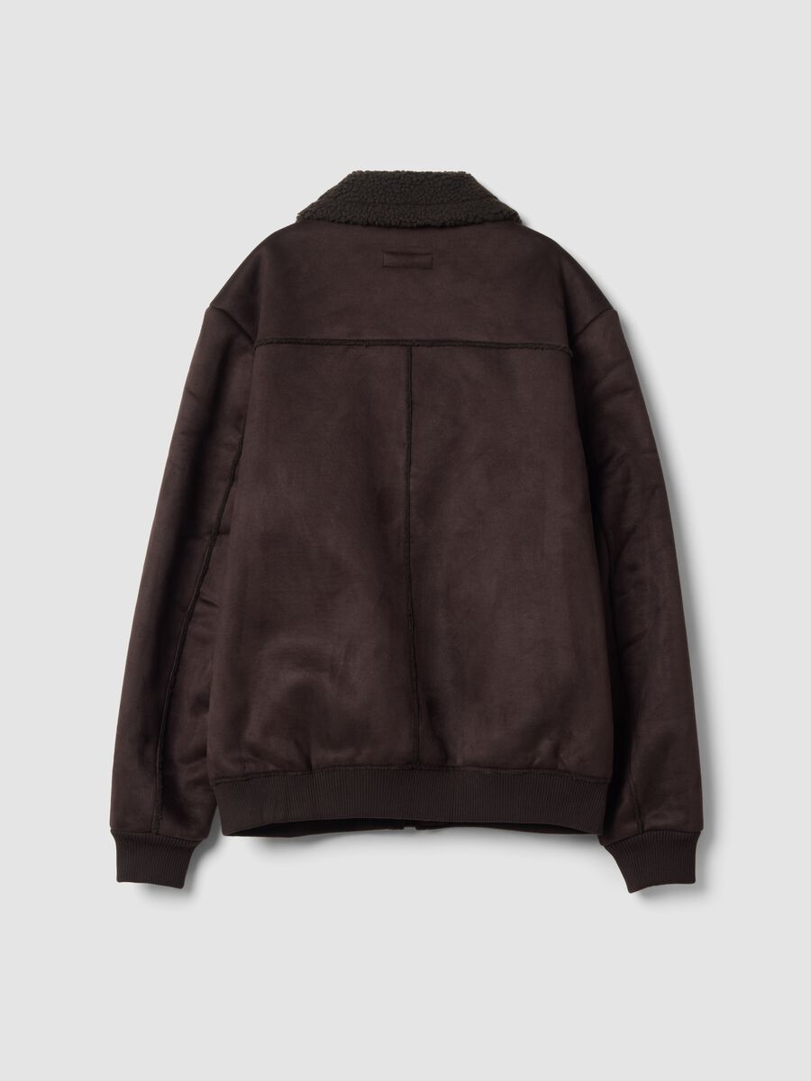 Dark brown regular-fit jacket with effect collar_2
