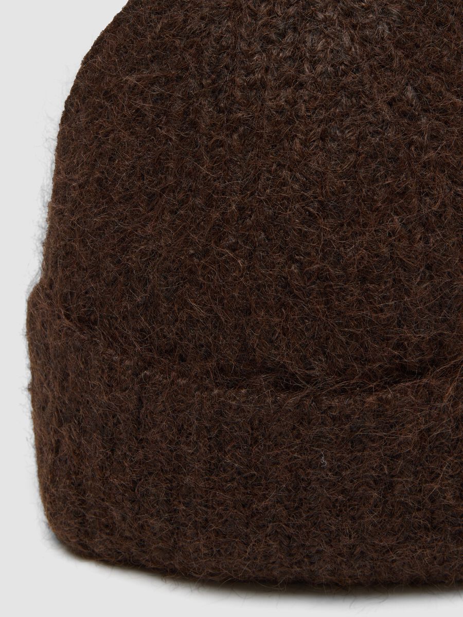 Brown ribbed stretch-wool beanie_2