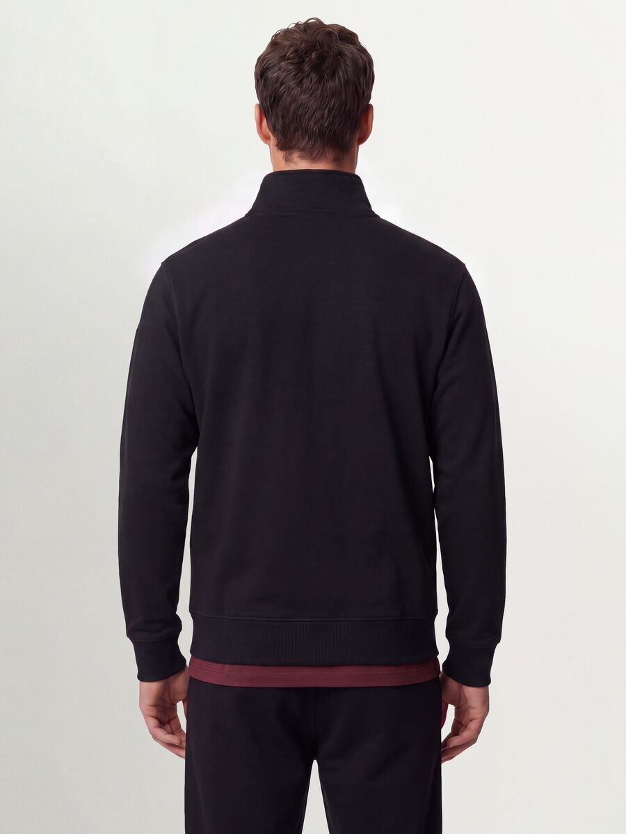 Black cotton-blend regular-fit sweatshirt with crew neck and zip_3