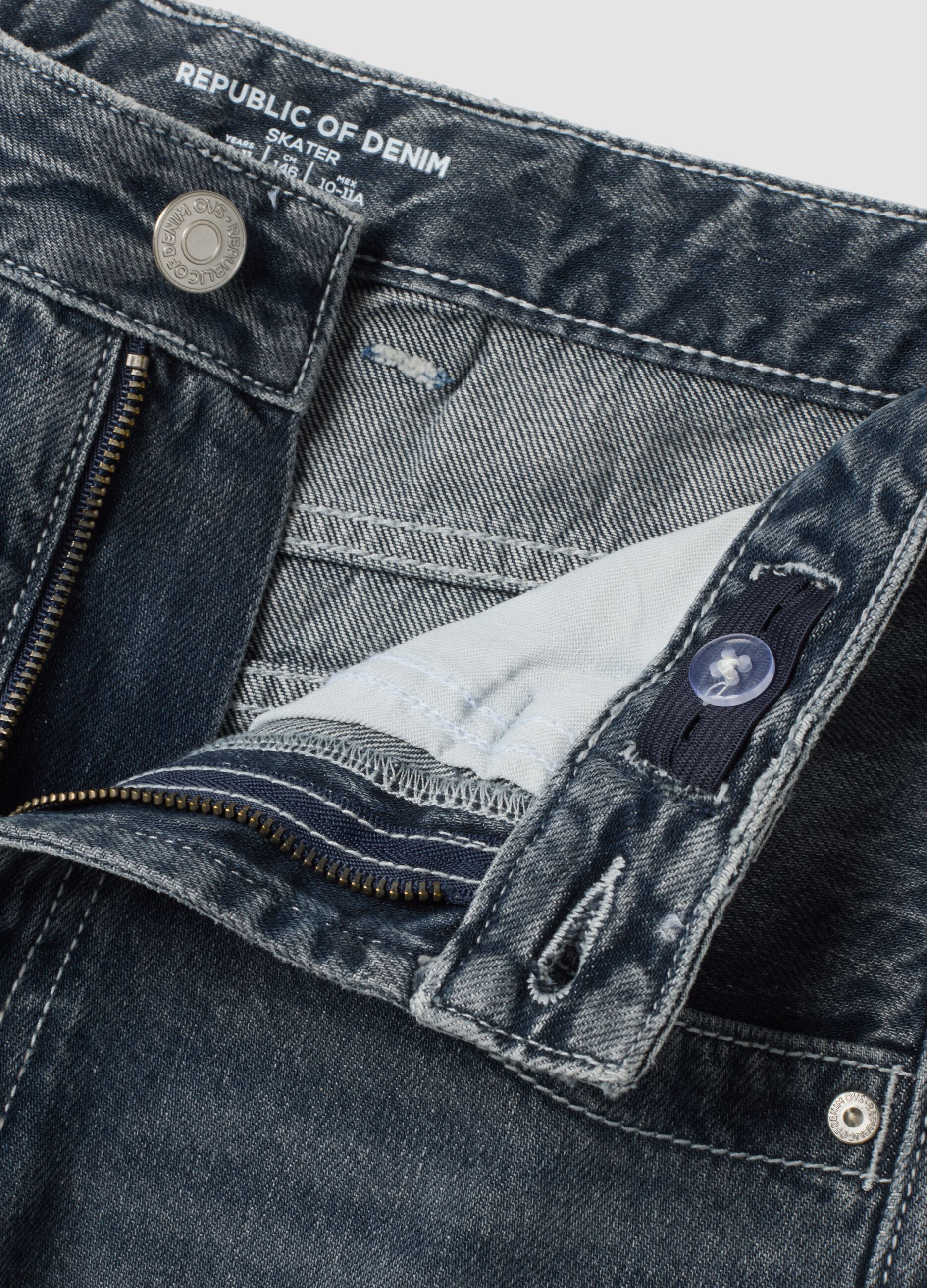 Blue pure cotton skater-fit jeans