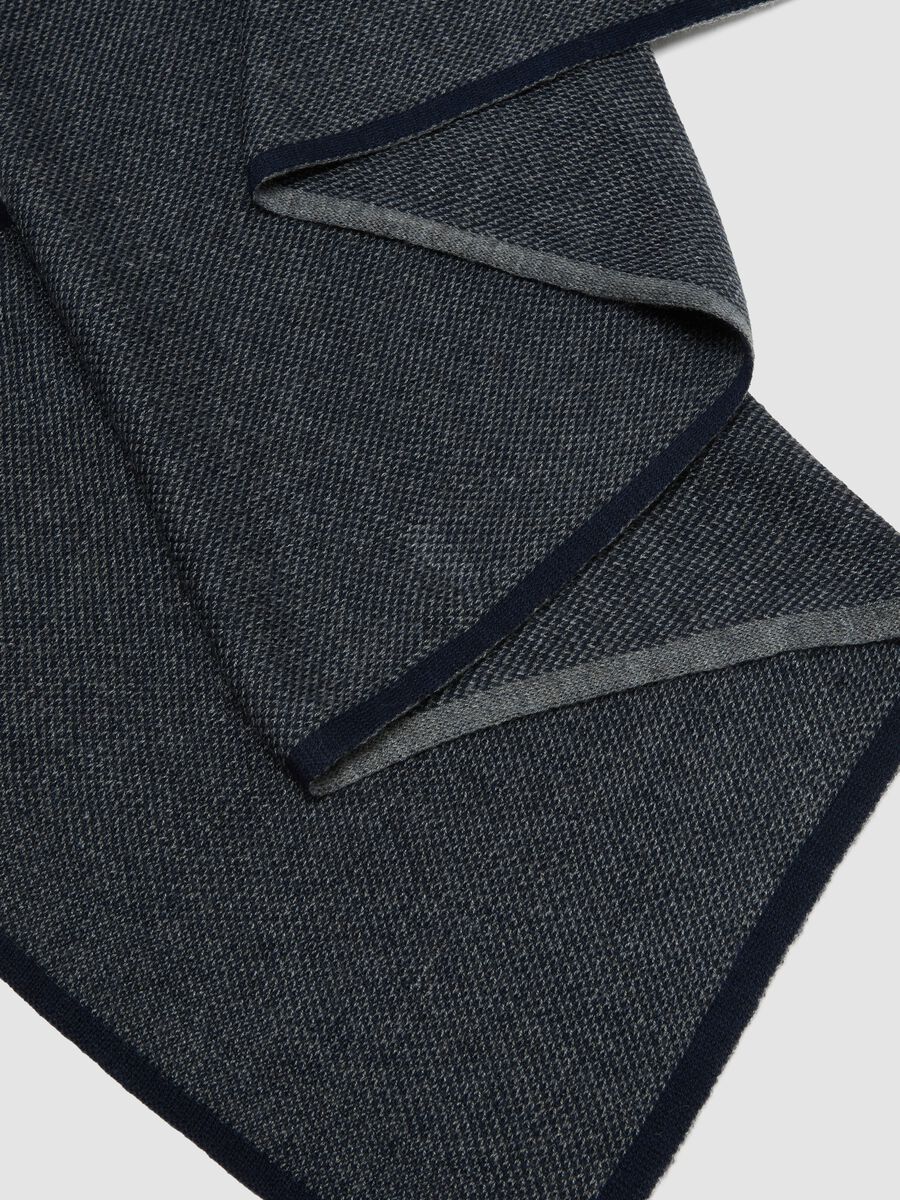 Blue knitted wool-blend scarf_2