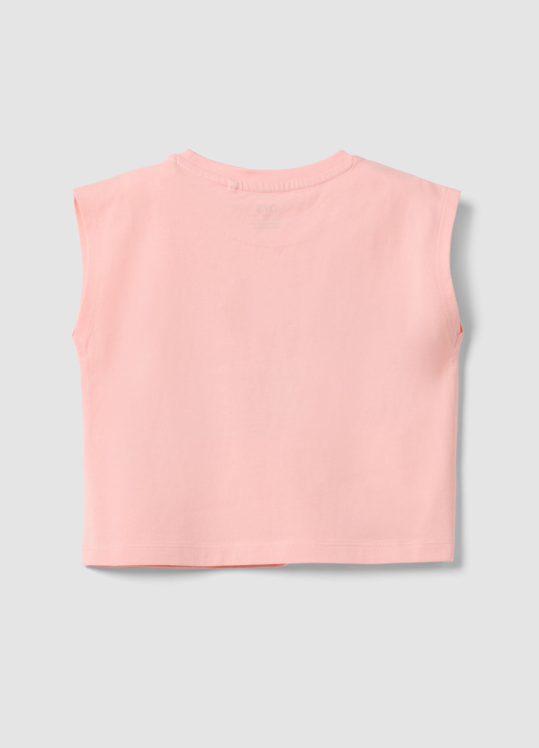 Pink organic cotton printed tank top for girls, regular fit