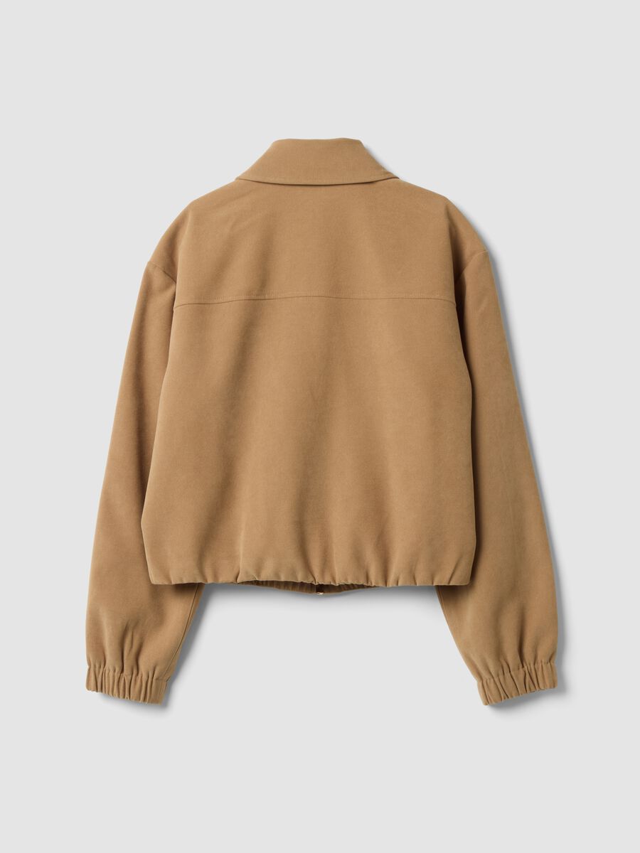 Beige stretch-fabric over-fit blazer with zip fastening_6