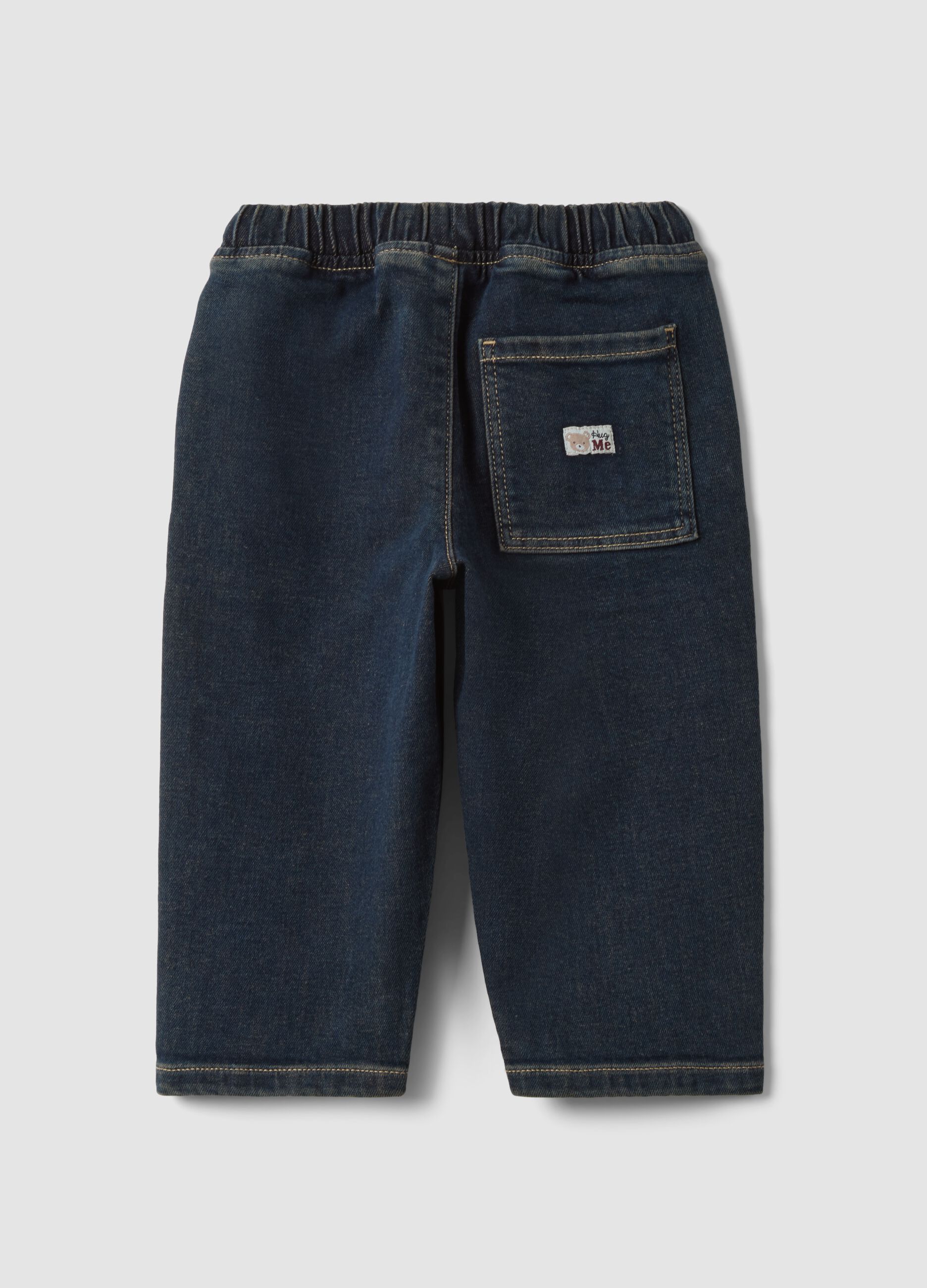 Pantaloni blu in cotone elasticizzato balloon fit