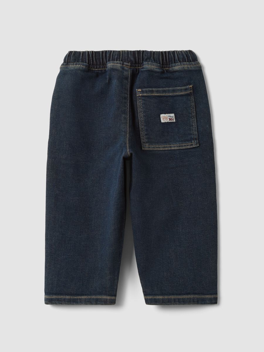 Pantaloni blu in cotone elasticizzato balloon fit_1