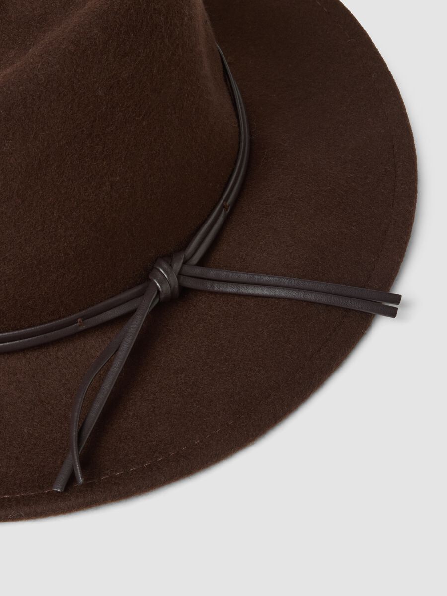 Brown pure wool wide-brim hat_2