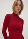 Red ribbed viscose-blend top with high neck_0