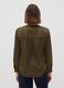 Camicia verde in tessuto elasticizzato con collo coreano_3