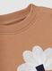 Brown cotton-blend crew-neck sweatshirt with floral print_3