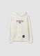 White hooded sweatshirt in cotton blend with One Piece print_0