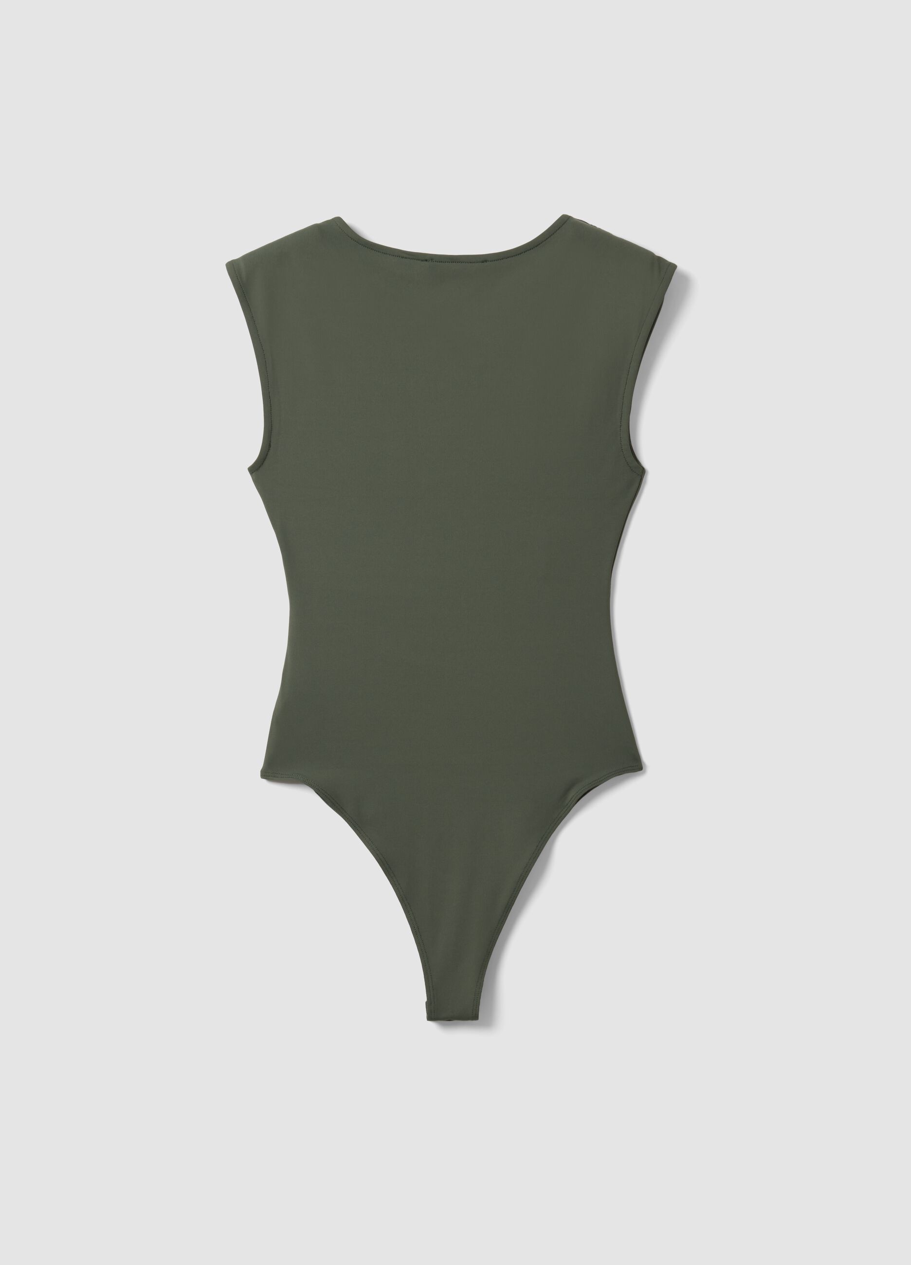 Green stretch jersey bodysuit with ruching, regular fit