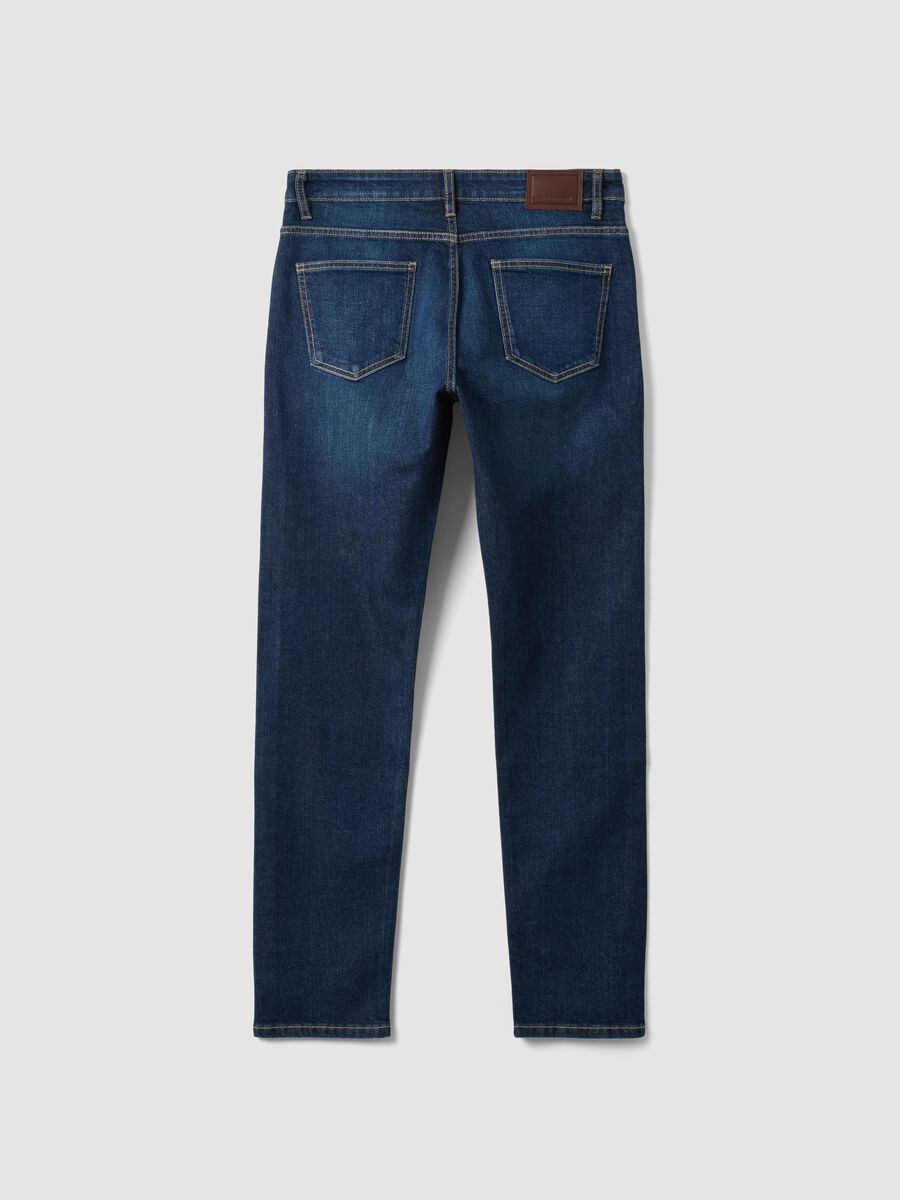 Dark-wash slim-fit stretch cotton jeans_6
