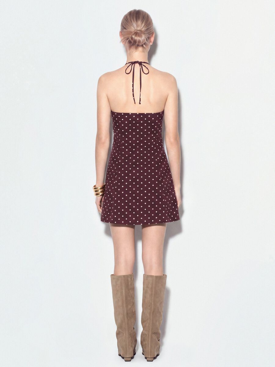 Brown polka-dot dress in viscose blend_3