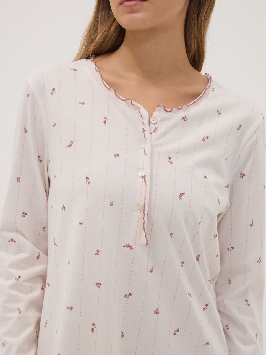 Pink pure organic cotton nightdress with round neckline_2