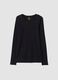 Maglia nera in cotone organico elasticizzato girocollo_0