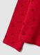 Red pure cotton roll-neck T-shirt with heart print_3