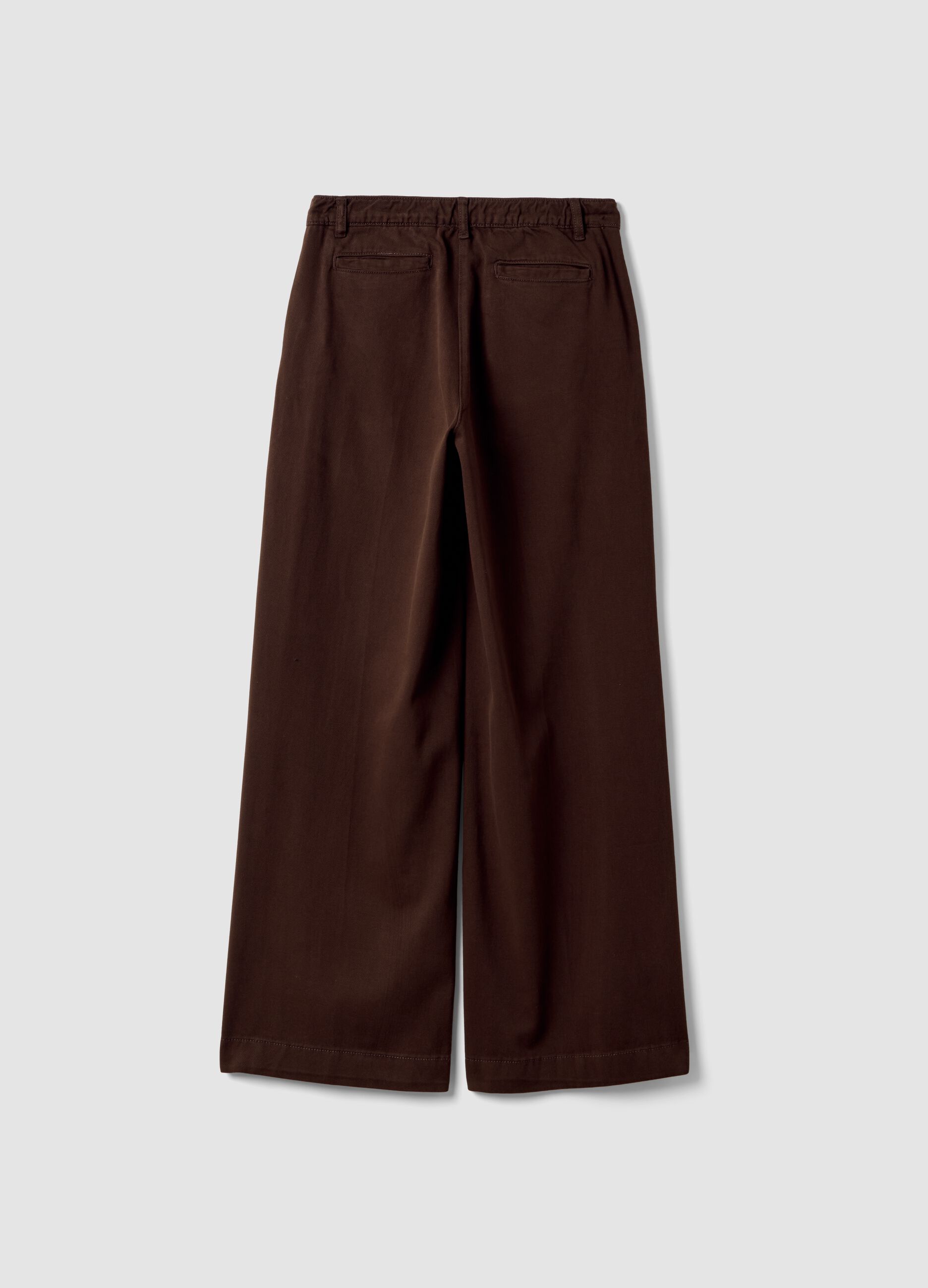 Pantaloni marrone scuro wide leg in puro cotone