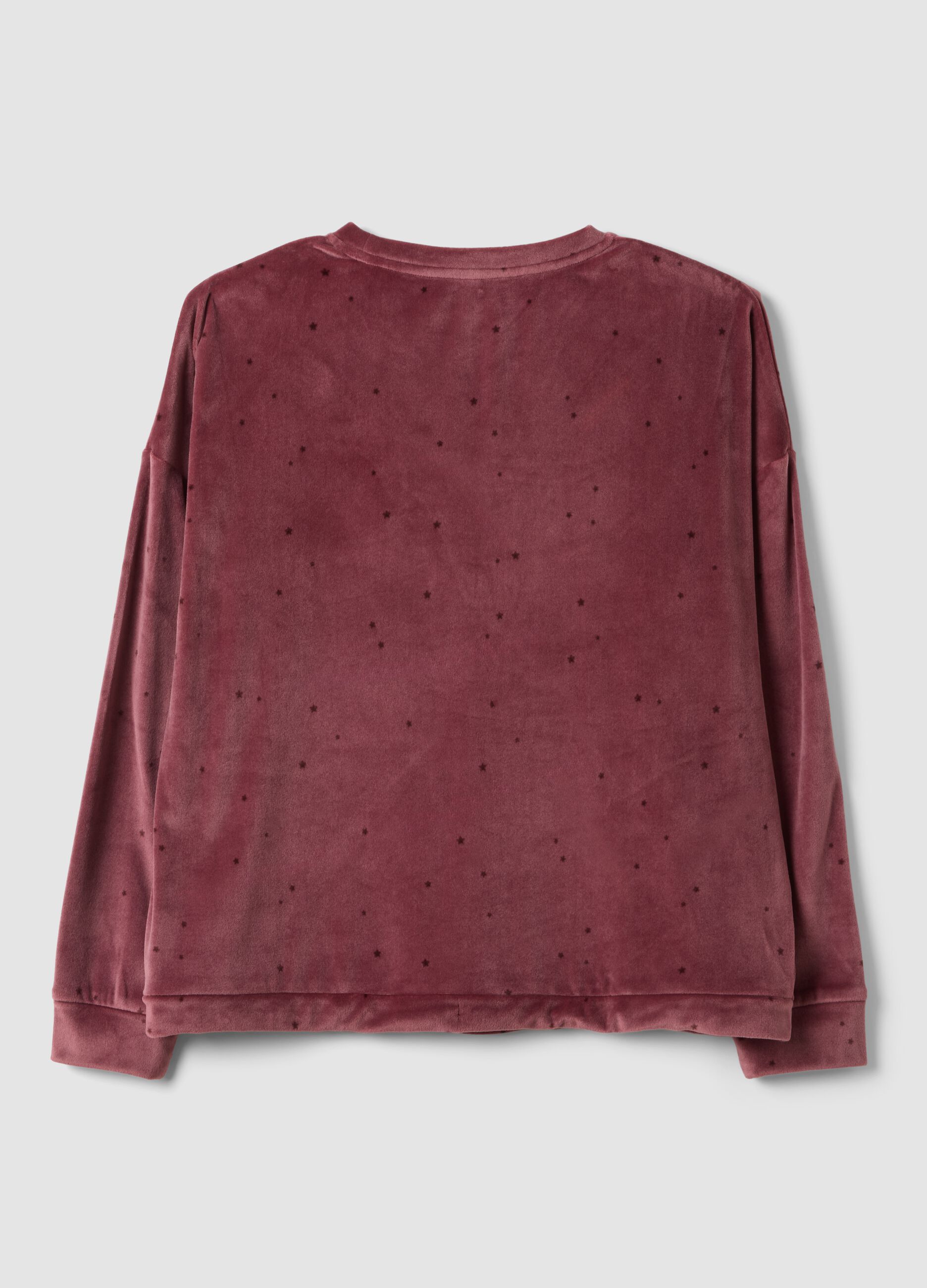 Pink stretch pyjama sweatshirt with star print