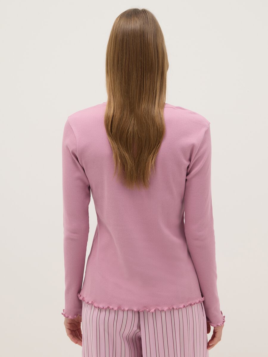 Pink pure cotton nightshirt regular fit with serafino collar_2
