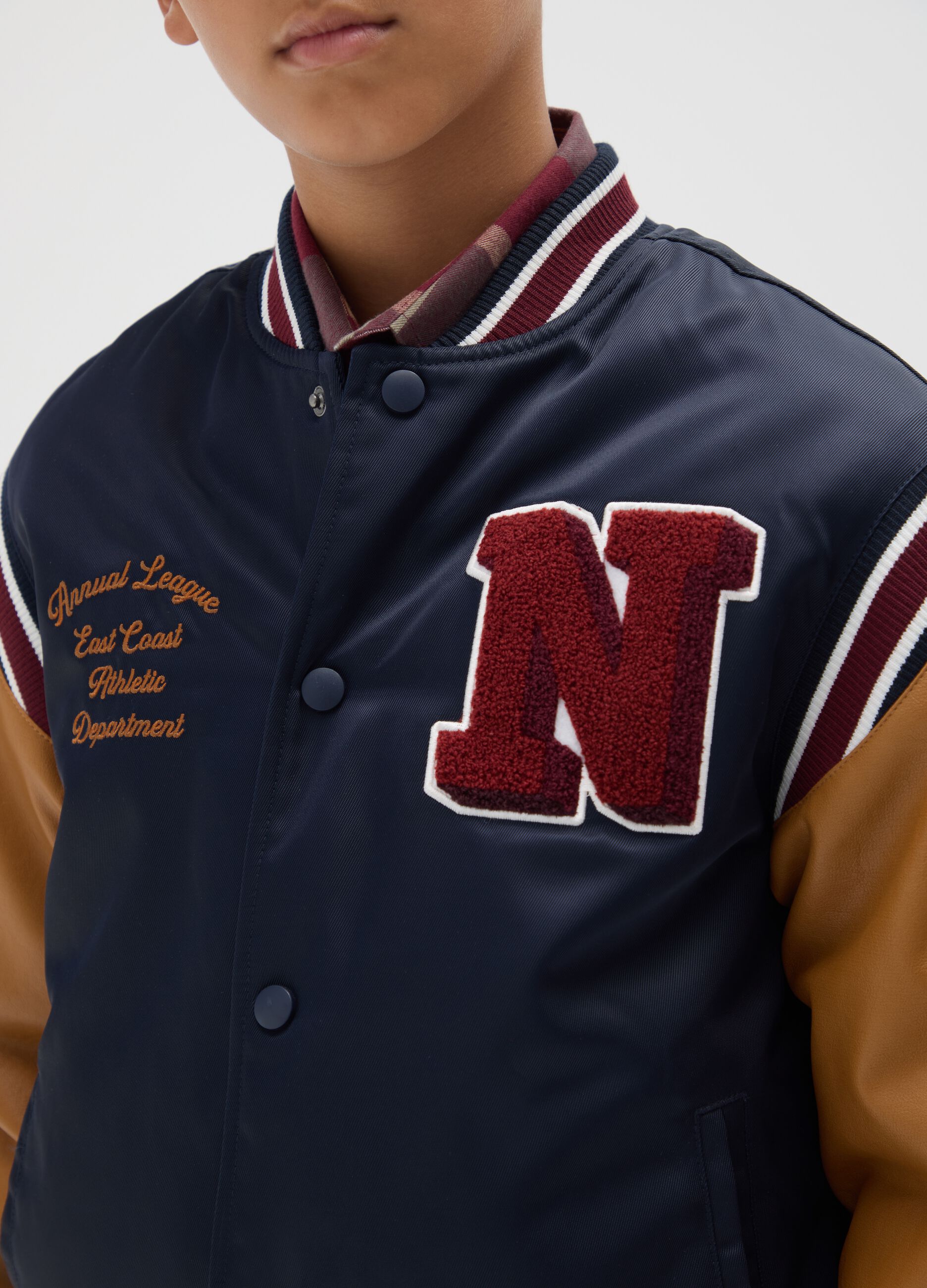 Blue Boy's Bomber Jacket with Buttons