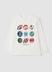 T-shirt bianca in puro cotone organico con stampa college_0