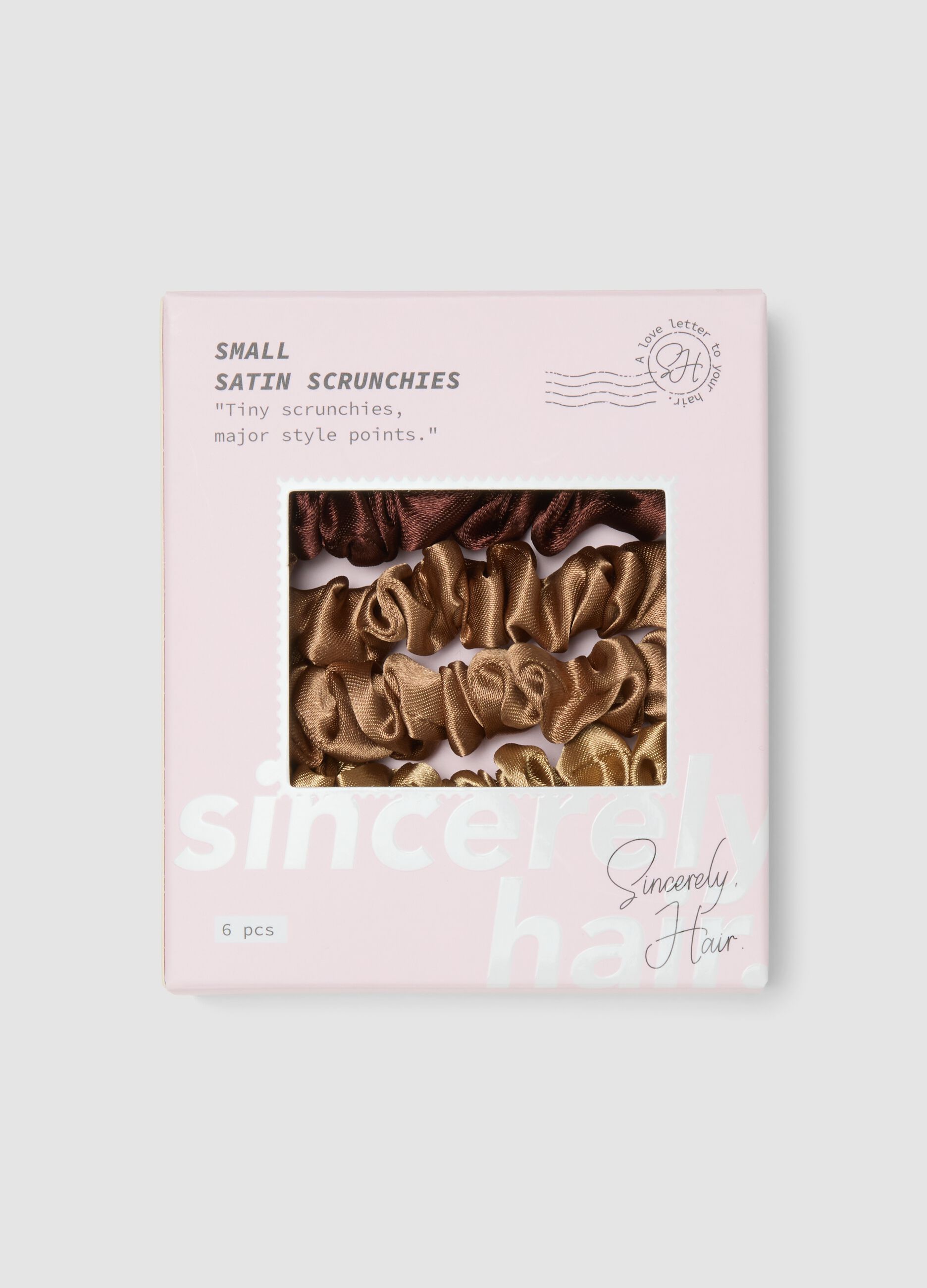 SINCERELY HAIR ربطات شعر ساتان صغيرة طقم 6 قطع موكا