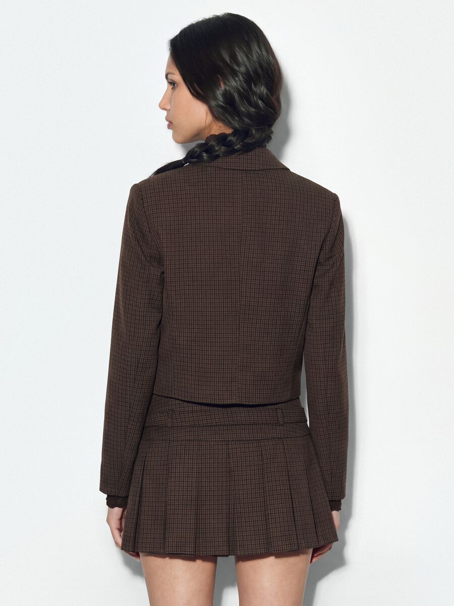 Brown stretch viscose cropped blazer_2