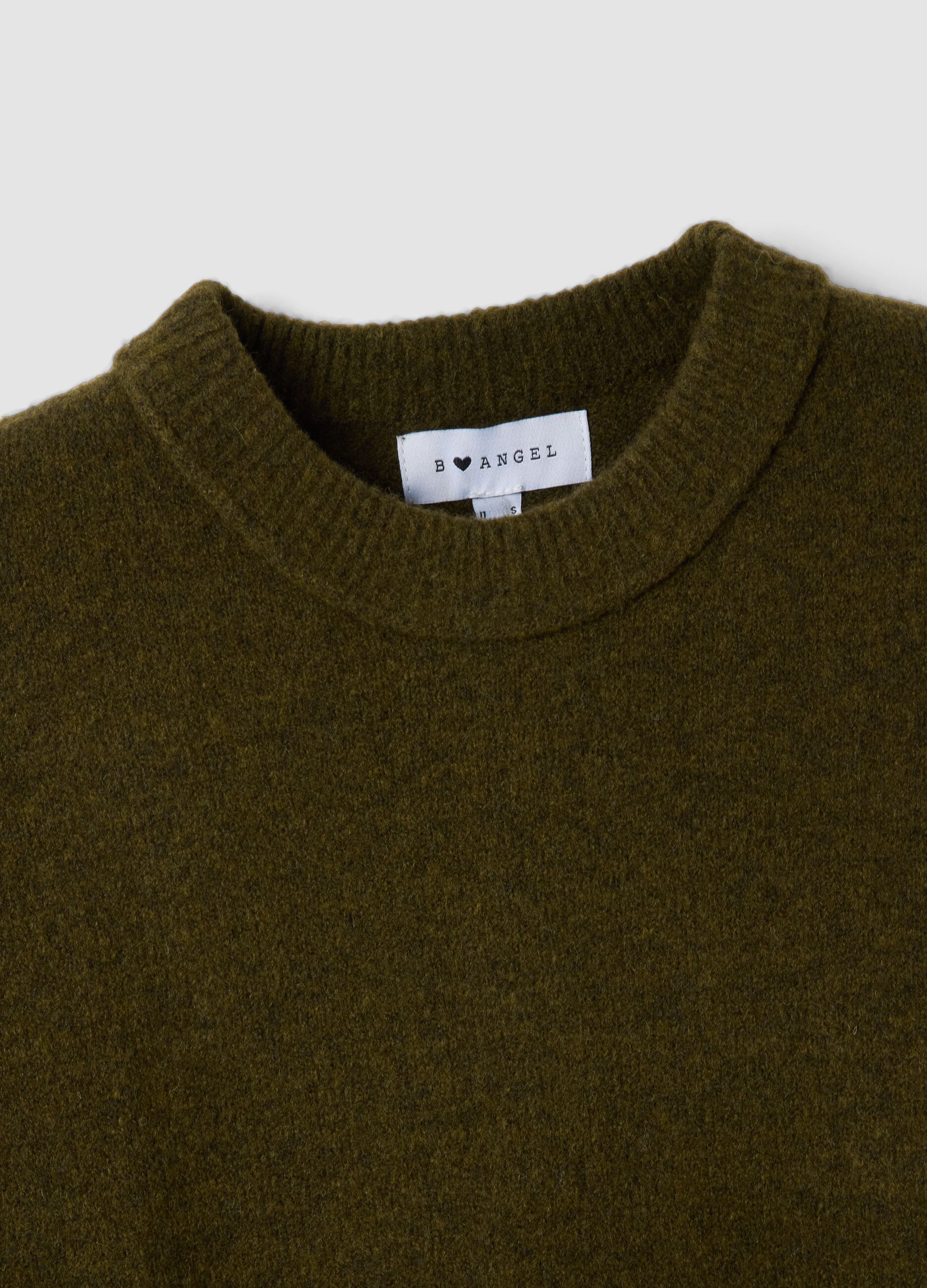 Green stretch wool crew-neck jumper