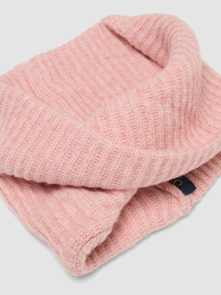 Pink ribbed wool-blend scarf_1