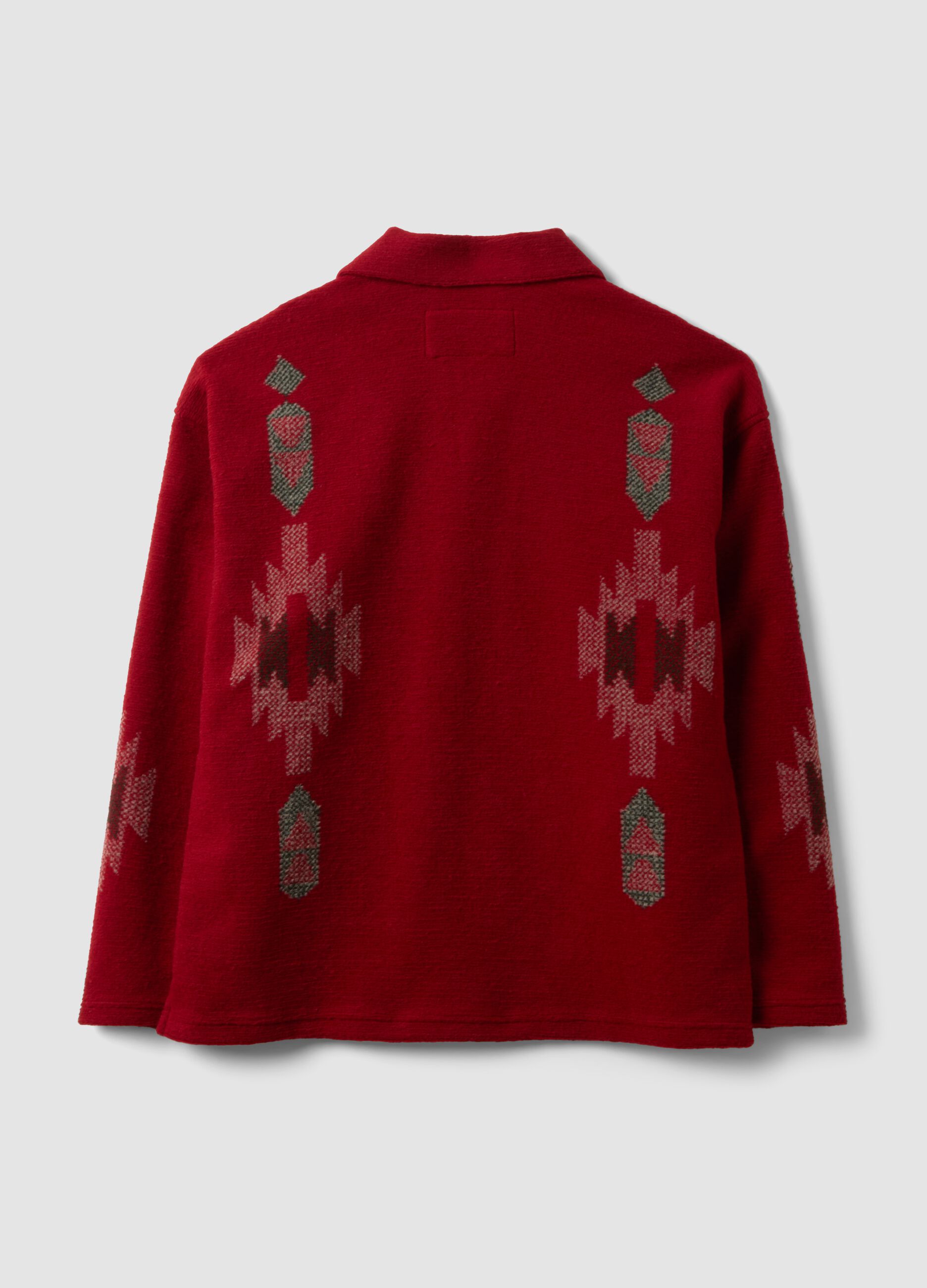 Shacket rossa regular fit con fantasia jacquard