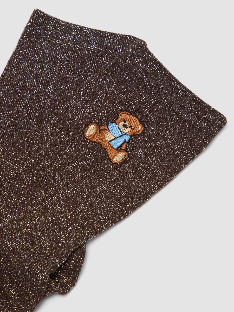 Calzini marroni in cotone organico elasticizzato lurex_1