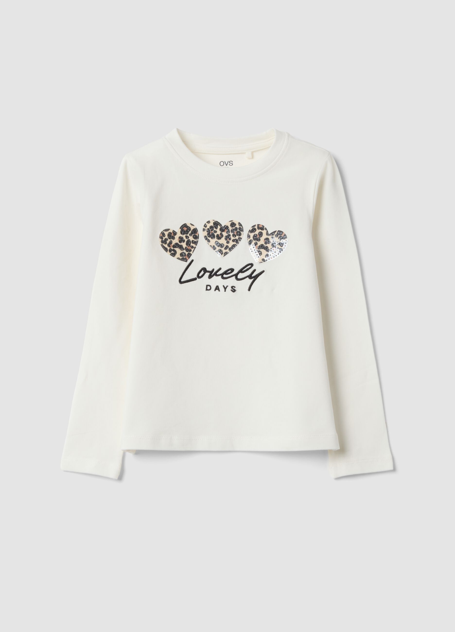 T-shirt bianca in cotone elasticizzato con girocollo