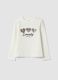 T-shirt bianca in cotone elasticizzato con girocollo_0
